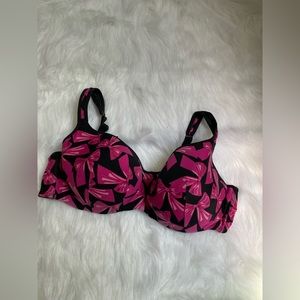 Cacique Black & Pink Bow Bra